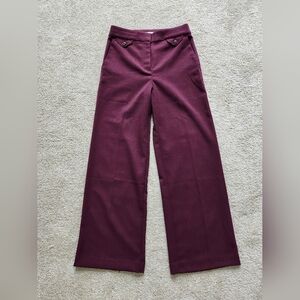 Loft Burgundy Wide-Leg Trousers Size 0